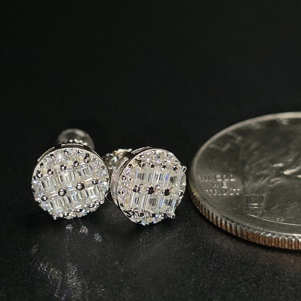 ✨ 2.00 CTW Moissanite Baguette Cluster Stud Earrings – S925 Sterling Silver ✨ - Picture 2 of 3